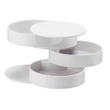 Design ékszertartó doboz, henger, többszintes - fehér
