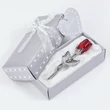 Valentin napi ezüstözött, vörös rózsa díszdobozban