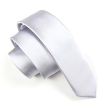 Keskenyített egyszínű vékony nyakkendő - ezüstszürke, szürke