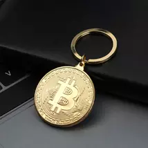 Bitcoin kriptopénz dísz érme, díszérem kulcstartó