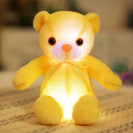 Nagy színes világító plüss medve LED Teddy maci - sárga