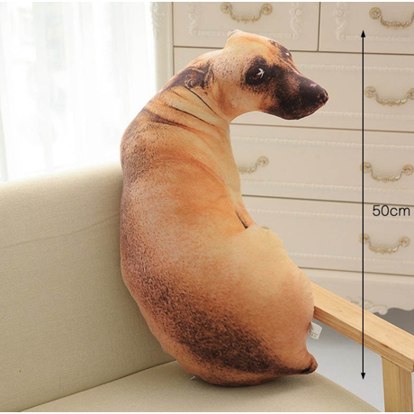 Valósághű nyomtatott képes plüss kutya párna - 50cm