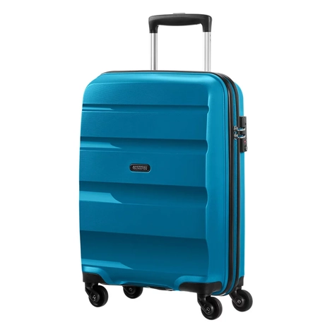 American Tourister by Samsonite Bon Air Spinner négy kerekes gurulós kemény fedeles nagy bőrönd poggyász 85A 003 kék