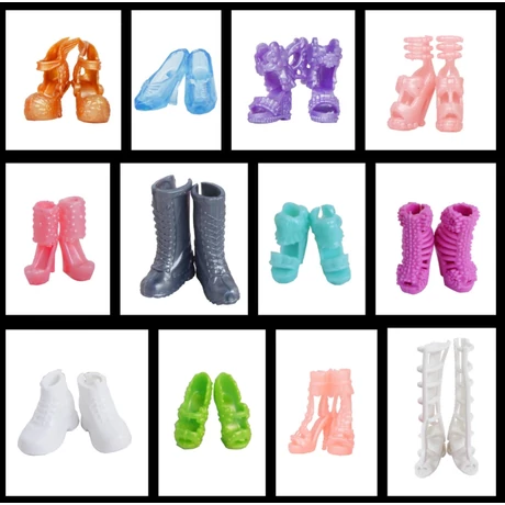 12 darabos kis játék cipő csizma szett barbie babákhoz