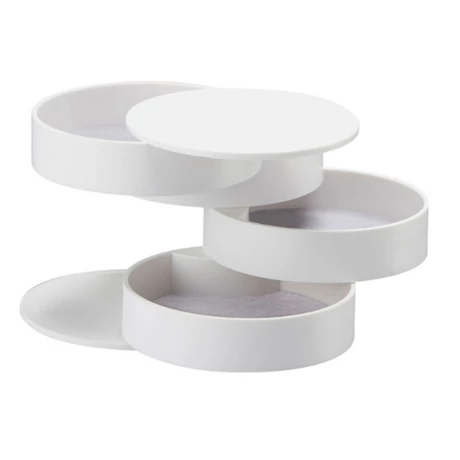 Design ékszertartó doboz, henger, többszintes - fehér