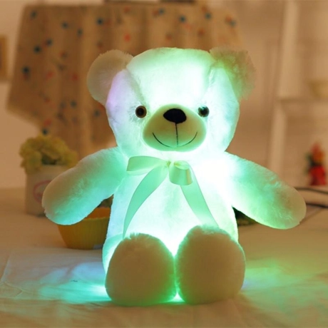 Nagy színes világító plüss medve LED Teddy maci - fehér