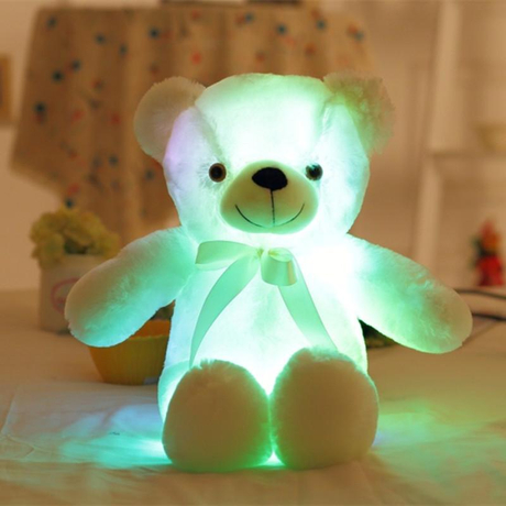 Nagy színes világító plüss medve LED Teddy maci - fehér