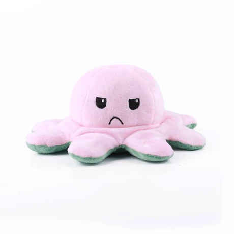 Kifordítható, vidám-szomorú polip plüss - zöld-pink