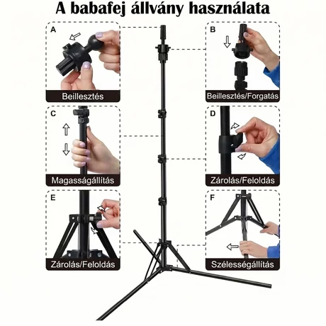 Állítható Fém Fodrász Tanulófej Állvány - 155cm