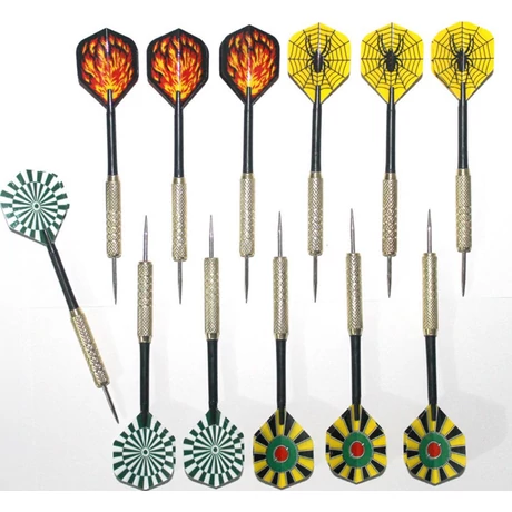 12 darabos darts nyíl készlet - fémhegyű
