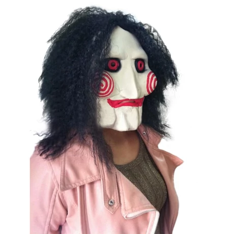 SAW Jigsaw Fűrész halloween farsangi gumi maszk álarc hajjal