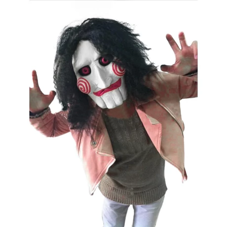 SAW Jigsaw Fűrész halloween farsangi gumi maszk álarc hajjal