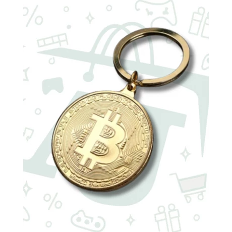 Bitcoin kriptopénz dísz érme, díszérem kulcstartó