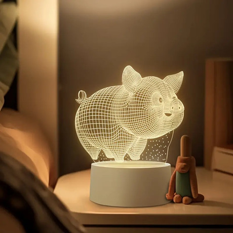 3D asztali lámpa cuki malac forma