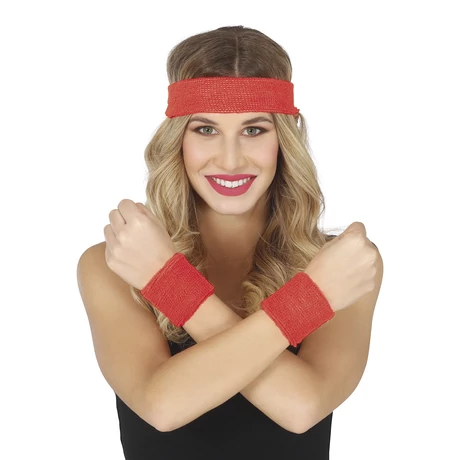 2 csuklópánt és egy fejpánt szett - piros