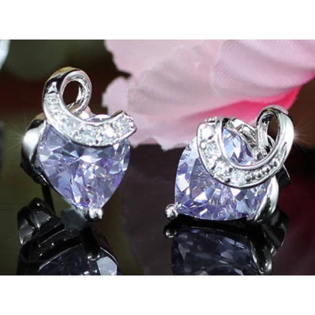 Aurora Swarovski kristályos szív alakú fülbevaló - Lila