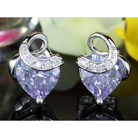 Aurora Swarovski kristályos szív alakú fülbevaló - Lila
