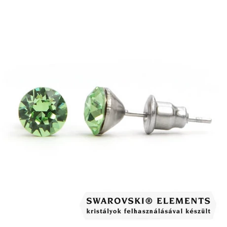 Jazzy zöld SWAROVSKI® kristályos fülbevaló \\Libra\\\ - Kerek Peridot\