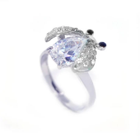 Katicabogaras Swarovski kristályos állítható gyűrű