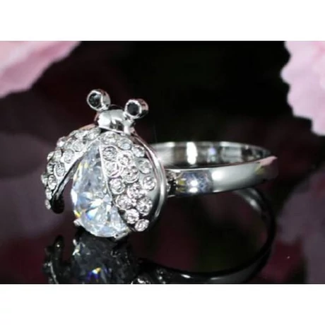 Katicabogaras Swarovski kristályos állítható gyűrű