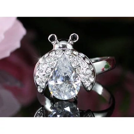 Katicabogaras Swarovski kristályos állítható gyűrű