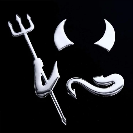 3D króm ördög (Devil) autó embléma matrica szett