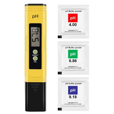 Digitális pH-mérő pH ellenőrző készülék kalibrációs folyadékokkal