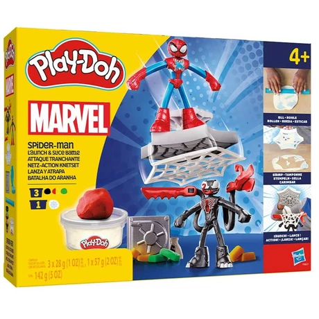 Hasbro Play-Doh Marvel - Pókember készlet, 2 db figura kilövővel és lándzsával