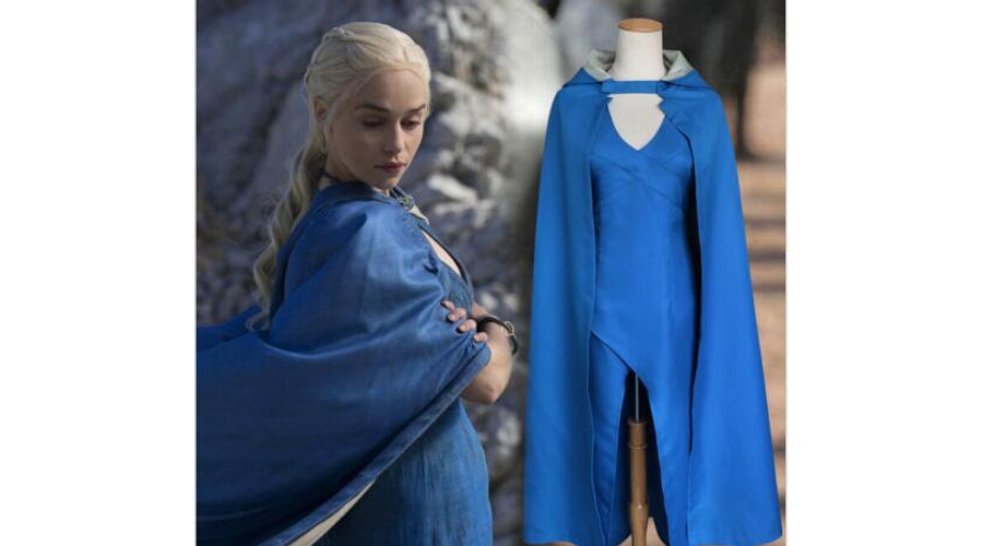 GoT Game of Thrones Trónok Harca Daenerys Targaryen kék ruha női jelmez (L)