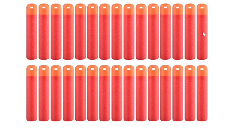 30 darabos szivacs játék töltény lőszer nerf csatákhoz - MEGA