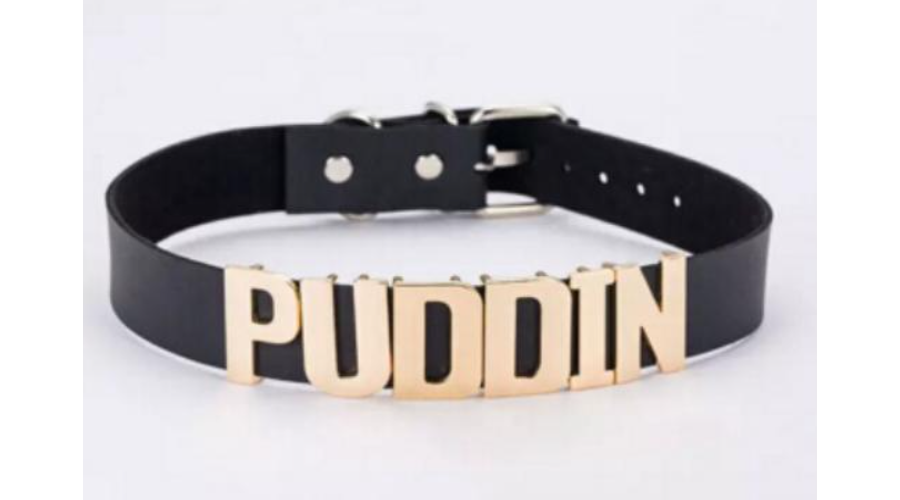 Harley Quinn jelmez kiegészítő - Puddin nyaklánc nyakörv fekete csatos