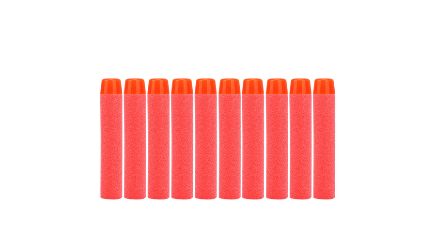 10 darabos szivacs töltény Nerf csatákhoz - piros