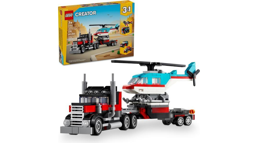 LEGO® Creator 3-in-1 - Platós teherautó és helikopter (31146)