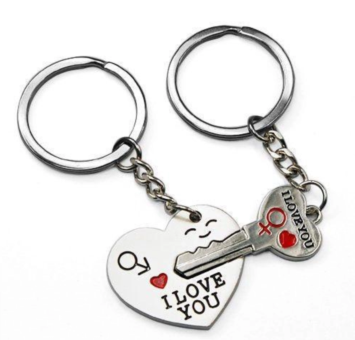 Romantikus, szerelmes, Valentin napi ajándék kulcsos szív összeilleszthető páros kulcstartó
