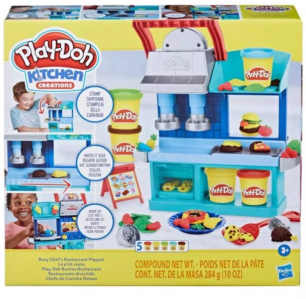 Hasbro Play-Doh: Éttermi Séf gyurmaszett 5 tégely gyurmával és kiegészítőkkel 284g - Hasbro (F8107)